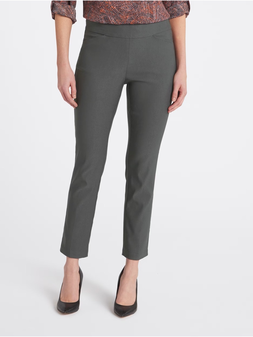 Tribal Fia NWT Straight Leg Pants Gray Pull On Slimming Waistband Size 10 Career - Picture 2 of 14